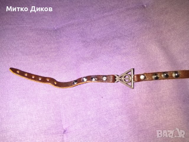 Верижка за ръка маркова естествена кожа 225 дълга х 8мм широка като нова, снимка 6 - Гривни - 43254648