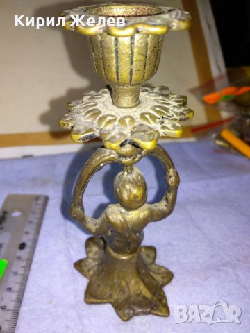 Старинен АР НУВО КОЛЕКЦИОНЕРСКИ ФИГУРАЛЕН БРОНЗОВ СВЕЩНИК Чист БРОНЗ с АВТЕНТИЧНА ПАТИНА 41409, снимка 15 - Колекции - 43888576