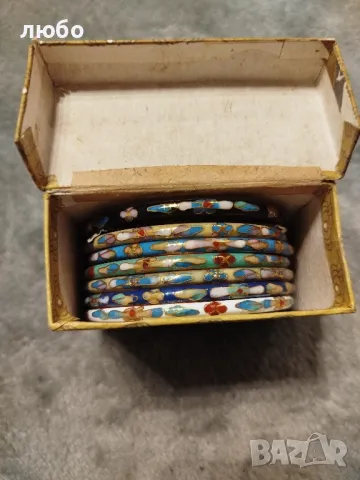 Комплект от 7 Винтидж Флорални Гривни Cloissone цветни Емайлирани Флорални 1940 Китай , снимка 3 - Гривни - 47668195