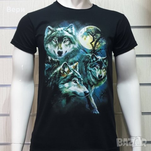 Нова мъжка тениска с дигитален печат Вълци, пълнолуние, Серия вълци, снимка 15 - Тениски - 29040473