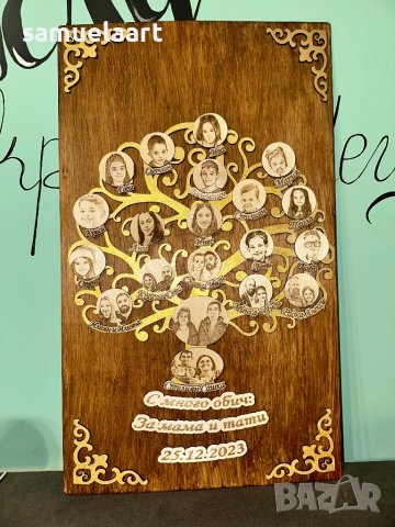 Родословно дърво със лазерно гравирани снимки 