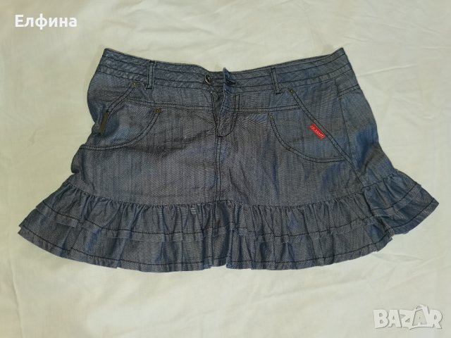 Дънкена дамска къса и ефектна пола, снимка 2 - Поли - 37551842