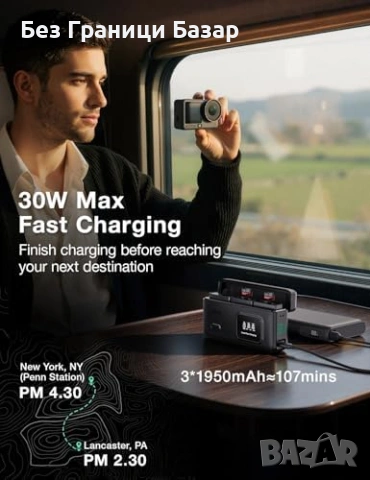 Нова llano зарядна кутия 30W PD, LED дисплей, 3 батерии за Osmo Action, снимка 2 - Чанти, стативи, аксесоари - 53536335