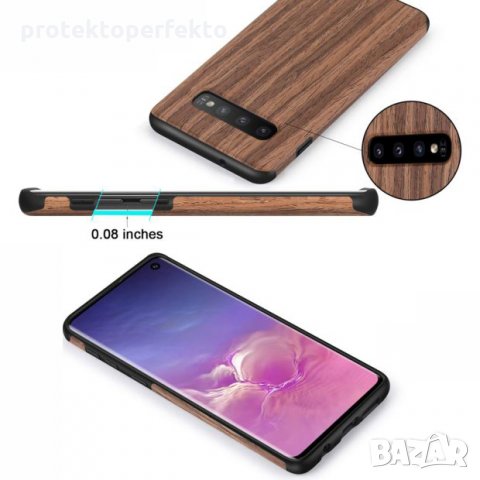 WOOD дървен кейс калъф с каучук SAMSUNG Galaxy S10, S10 Plus, S10E, снимка 3 - Калъфи, кейсове - 28470572