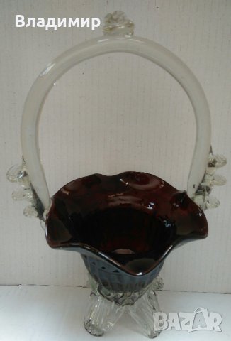 Красива кошничка/бонбониера - масивно релефно стъкло, снимка 7 - Декорация за дома - 26467136