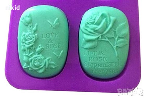 Love and Rose любов и рози силиконов молд калъп за сапун гипс шоколад , снимка 2 - Форми - 33419763