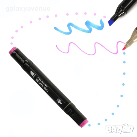 Двустранни алкохолни маркери в куфар 204 бр. + стойка, снимка 9 - Други - 53534507