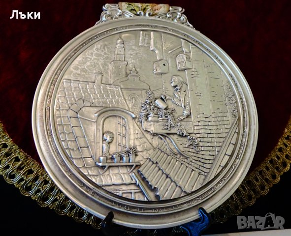 Калаено пано с картина Мансардата,Carl Spitzweg , снимка 2 - Антикварни и старинни предмети - 37925089