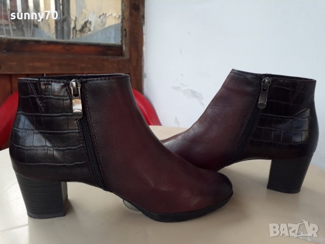  Боти естествена кожа Marko Tozzi цвят бордо и патладжан , снимка 3 - Дамски боти - 28114875