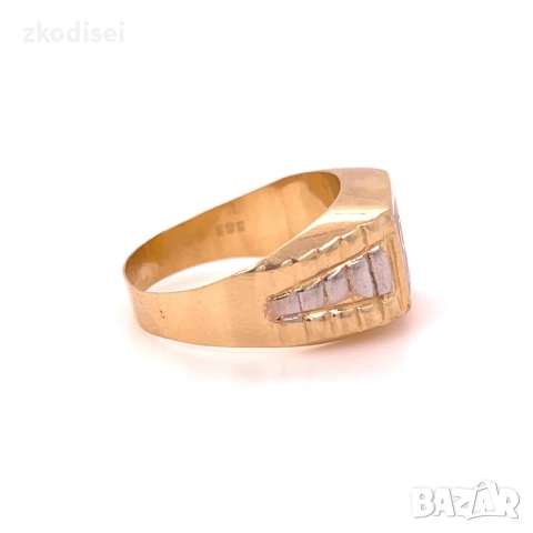 Златен мъжки пръстен 4,32гр. размер:63 14кр. проба:585 модел:34487-3, снимка 2 - Пръстени - 52120266