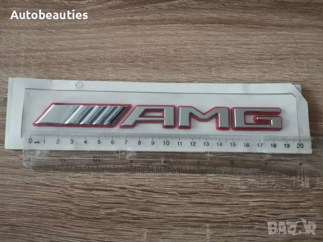 Mercedes Benz AMG сребриста емблема с червен кант, снимка 2 - Аксесоари и консумативи - 51878102