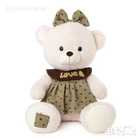 Ново плюшено Мече - Момиче със зелена рокля, 40см