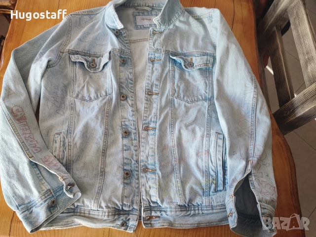 Мъжки оригинални винтидж маркови дънкови якета графити надписи М L Xl, снимка 18 - Якета - 43287814