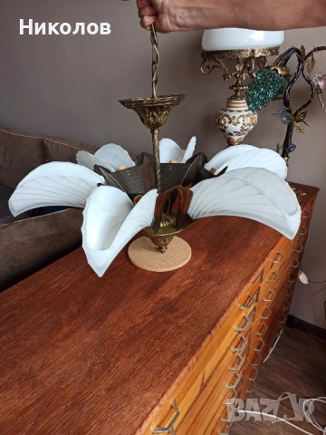 Месингов полилей Арт Деко, снимка 7 - Антикварни и старинни предмети - 52092453