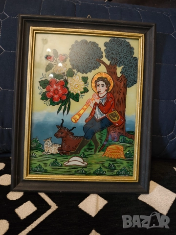 Картина найвизъм върху стъкло дървена рамка