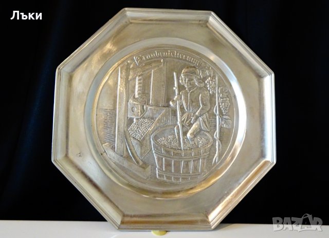 Пано от калай с картина Гроздобер,Вино. , снимка 6 - Антикварни и старинни предмети - 32306742