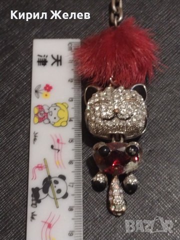 Марков ключодържател КОТКА с кристали перфектно състояние много красив стилен дизайн 42357, снимка 6 - Други - 43618297