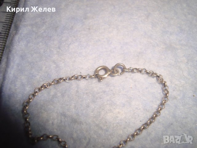 СТИЛНА РЕТРО АР ДЕКО СРЕБЪРНА ГРИВНА СРЕБРО 925 със СЪРЧИЦЕ и РЪЧНО ГРАВИРАНА БУКВИЧКА П 32353, снимка 8 - Гривни - 38352284