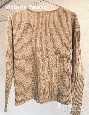 Бежова блуза рипс 100% коприна, снимка 3 - Блузи с дълъг ръкав и пуловери - 44111891