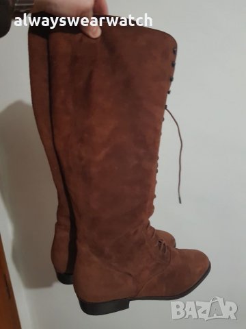 Италиански маркови ботуши от естествен велур - номер 38,5 / ЧИСТО НОВИ, снимка 2 - Дамски ботуши - 27753758