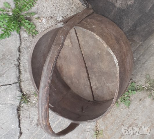 много Стара дървена крина с дръжка, дървена мярка за обем, съд, снимка 12 - Антикварни и старинни предмети - 30159222