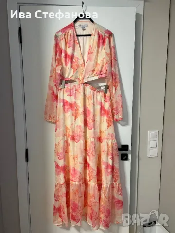 Нова разкошна дълга феерична елегантна женствена рязана в талията рокля флорален принт, снимка 2 - Рокли - 49577143