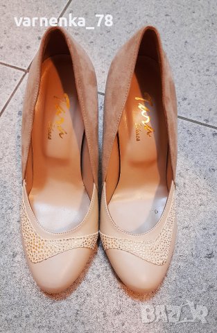 Дамски НОВИ обувки на ток - ествественa кожа бежов - 37 номер, снимка 2 - Дамски обувки на ток - 40833371