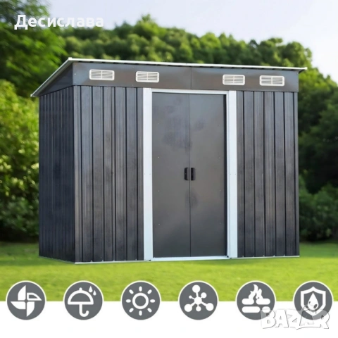 Метална градинска къща за инструменти с вентилация и заключване, снимка 5 - Други - 53137436