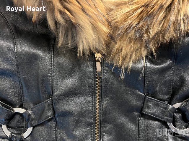 Кожено яке с естествен пух | (S) , снимка 3 - Якета - 43818177