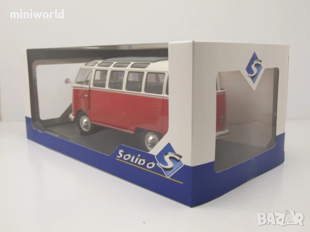 Volkswagen VW T1 Samba Bus 1962 - мащаб 1:18 на Solido моделът е нов в кутия, снимка 16 - Колекции - 52151896