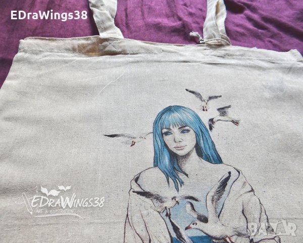 Текстилна чанта / торба за пазар с дълги дръжки "Sea inside", снимка 5 - Чанти - 28070032