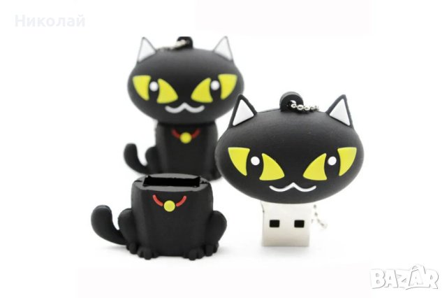 Флашка 32 гб Черна котка , USB малко коте котешка лапа, снимка 2 - USB Flash памети - 43398270