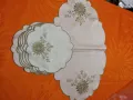Рязана бродерия постелки за сервиране и покривка, снимка 2
