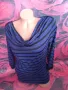 Турско синя блуза с 7/8 ръкав на черно райе и гръцко деколте Л, снимка 4