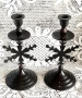Чифт старинни метални свещници , снимка 2