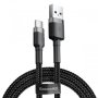 Кабел USB - Type C M/M 2m 3A Baseus CATKLF-CG1 Черна оплетка Quick Charge 3.0 Cable USB to Type-C, снимка 1 - USB кабели - 38557077