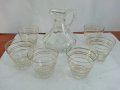 ретро стъклени чаши чашки и каничка , снимка 1