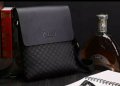 мъжка чанта кожена с презрамка за през гърди шах мат черна, снимка 1 - Чанти - 28036004