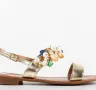 Дамски Златисти Сандали с декоративни елементи , снимка 4