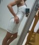 Празнична бяла рокля с пайети връзки на гърба луксозна, снимка 3