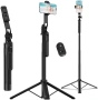 Нов 180см алуминиев трипод + селфи стик 2 в 1 Bluetooth с дистанционно, снимка 1
