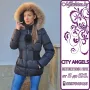 Дамско яке с вталена кройка, City Angels, естествен пух от лисица, снимка 1