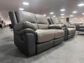 Двуцветни сиви кожени дивани две двойки "Pluto" с релаксиращ механизъм, снимка 9