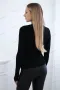 Дамска плетена блуза с циркониев мотив черна, снимка 3