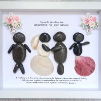 Подарък за кумове от морски камъчета и миди, ръчна изработка , снимка 1 - Пана - 33654846