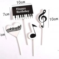 Happy Birthday пиано ноти ключ Сол музика музикален сет топери картон украса декор за торта парти, снимка 3 - Други - 32774093