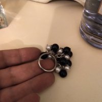 Авторски сребърен пръстен с оникс и перли , снимка 4 - Пръстени - 36886872