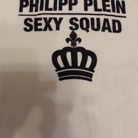 PHILIPP PLEIN бяла тениска маркова оригинална с надписи и камъни, много хубава стегната лукс материя, снимка 15 - Тениски - 37476757