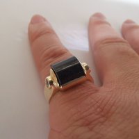 Златен пръстен с авантюрин и циркони , снимка 9 - Пръстени - 38997813