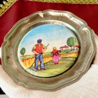 Немска чиния за хапки с картина Сенокос. , снимка 3 - Антикварни и старинни предмети - 33267726